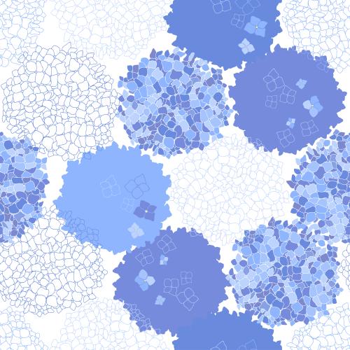 Floral. Vector colorful silhouettes and contours of hydrangeas on white