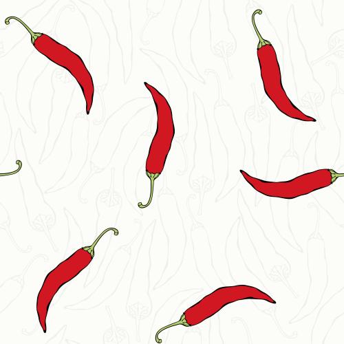 Spice. Vector hot red pepper, silhouettes and contours