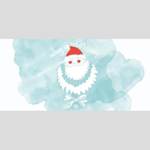 Vector image father frost merry christmas inscription on a blue watercolor fragment