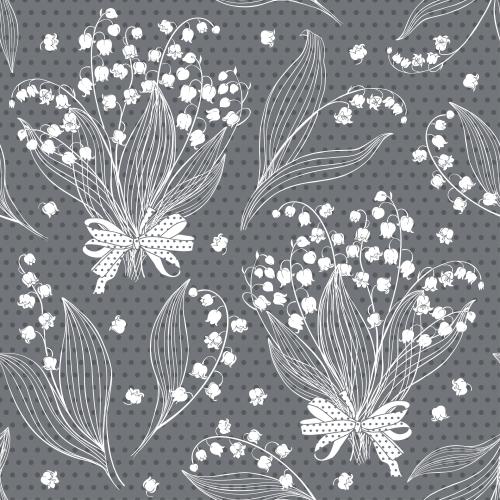Bow. Vector lilies, bouquets with ribbons, individual flowers on gray checkered