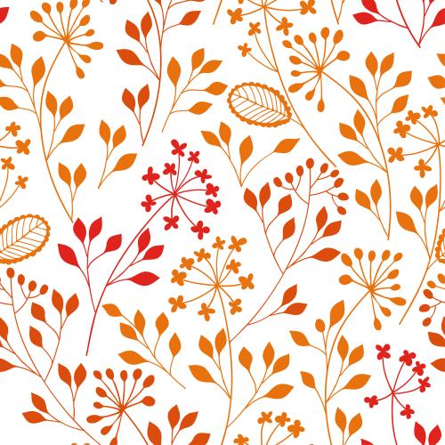 Illustration fantasy plants, red and orange silhouettes on white