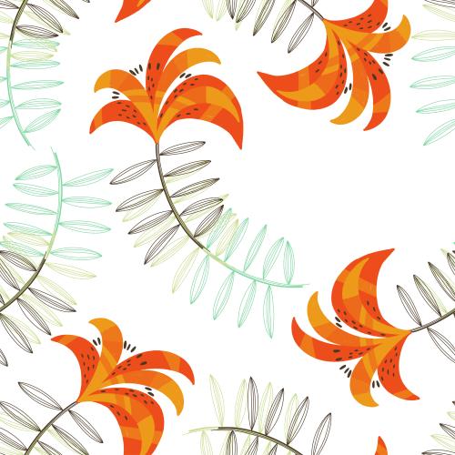 Lily. Vector stylized lily flowers on white