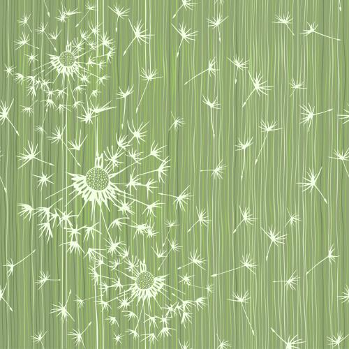 Dandelion. Vector dandelions on green striped