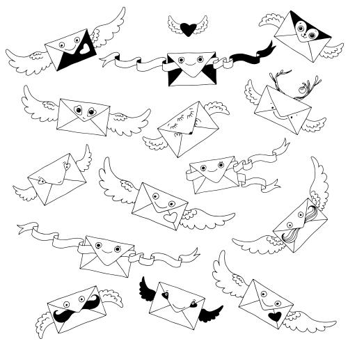 Envelope. Vector cartoon envelopes various options on white