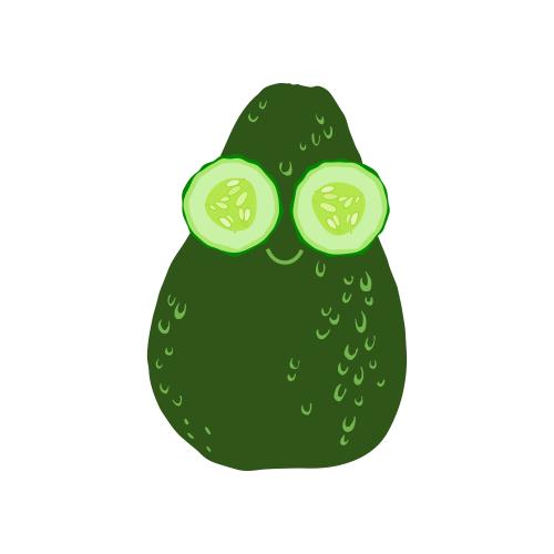 Avocado. Vector cartoon avocado with cucumber mask