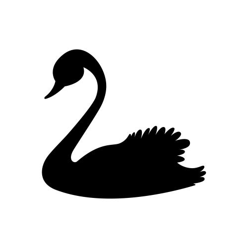 Swan. Vector swan black silhouette on white