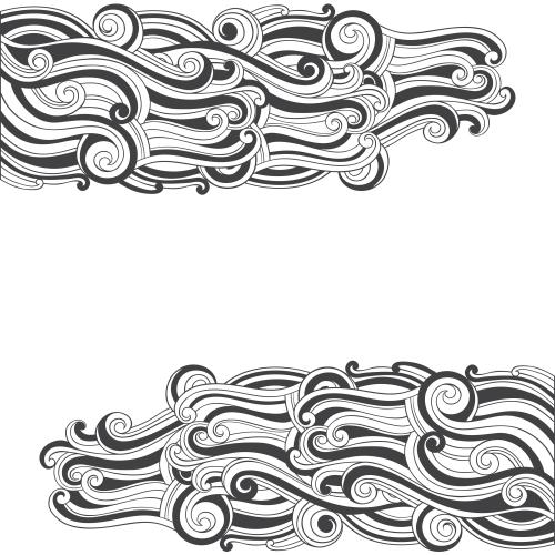 Illustration decorative waves, place for text on white, corner composition