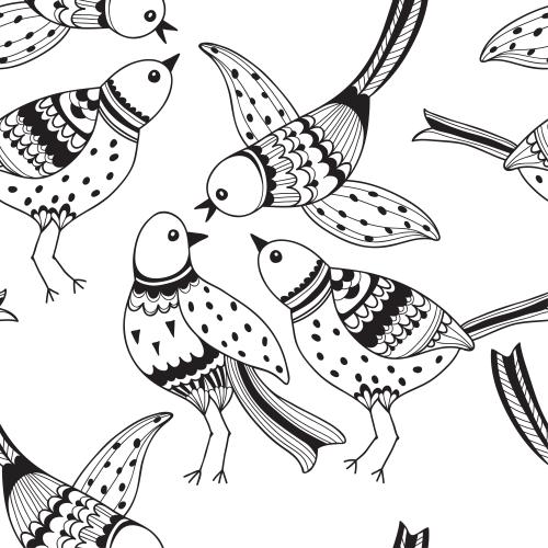 Illustration cartoon birds on white