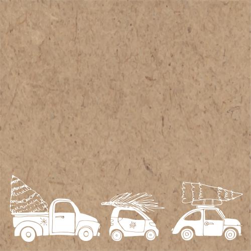 Christmas tree. Vector cartoon cars with christmas trees, space for text on craft