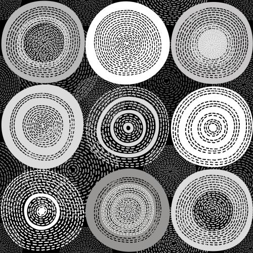 Oval. Vector decorative monochrome circles on black