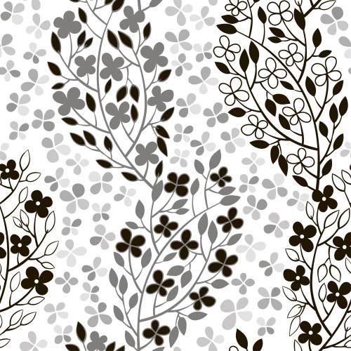 Vector image abstract flowers and blooming branches on white