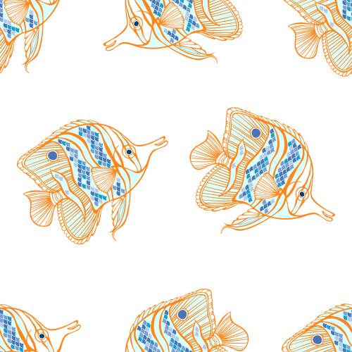 Illustration decorative tropical butterfly fish on white