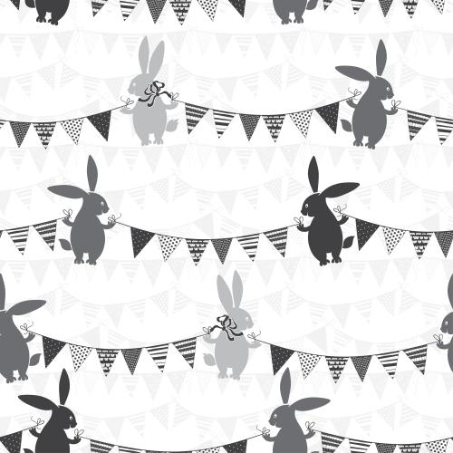 Vector image cute rabbits with garlands