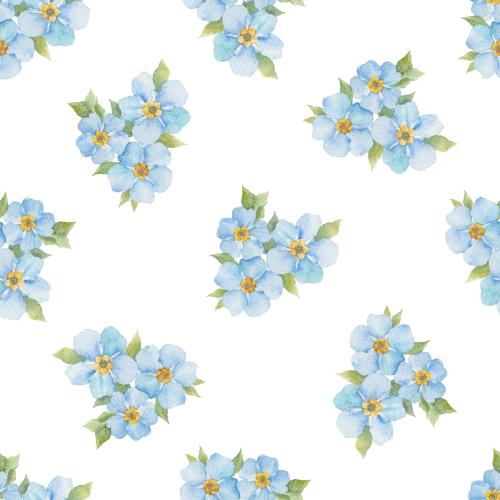 Raster image watercolor forget-me-nots on white
