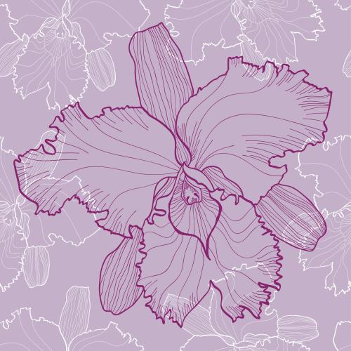 Vector image orchids on purple
