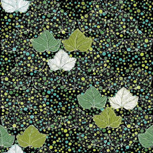 Vector image abstract leaves on black in multicolored checkered