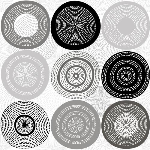 Oval. Vector decorative monochrome circles on white