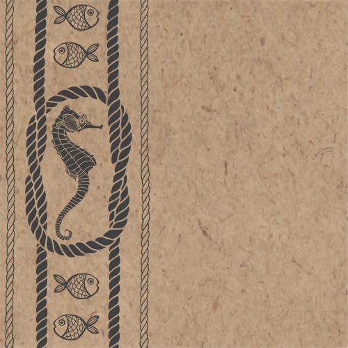 Rope. Vector sea horse, fish, sea ropes, sea knot and space for text on craft