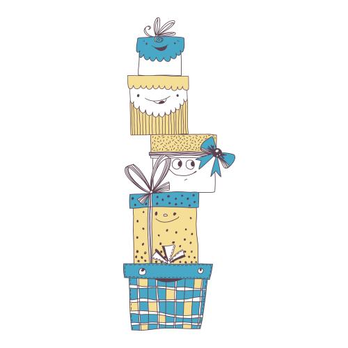 Vector image cartoon gift boxes on white