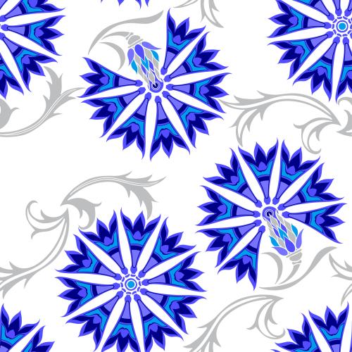 Floral. Vector stylized cornflowers on white