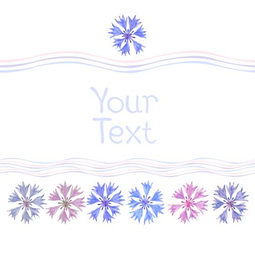 Cornflower. Vector multicolored violets horizontal wavy lines and space for text on white