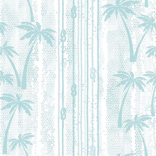 Vector image ropes ropes with sea knots palms on watercolor mosaic