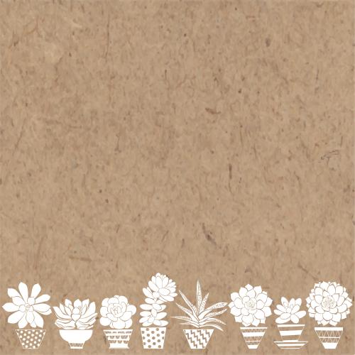 Illustration succulents in pots white silhouettes space for text on craft