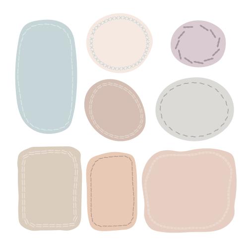 Vector image decorative stitched frames on decorative colored patches