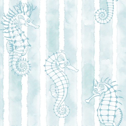 Illustration seahorses on watercolor waves