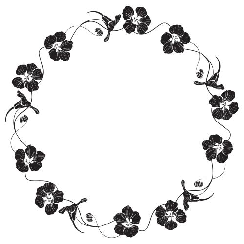 Nasturtium. Vector round frame-wreath of nasturtium flowers on white