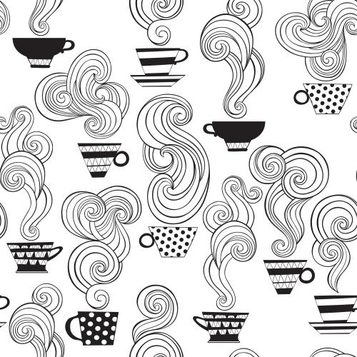 Vector image cups of tea on white