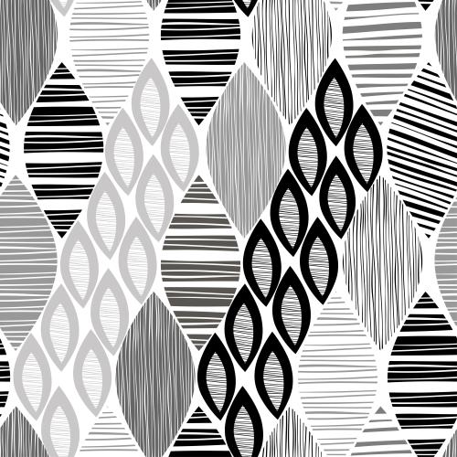 Vector image abstract monochrome striped leaves on white