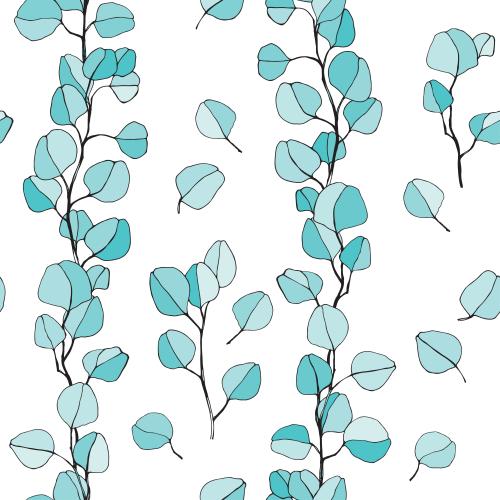 Eucalyptus. Vector colorful eucalyptus twigs and leaves on white