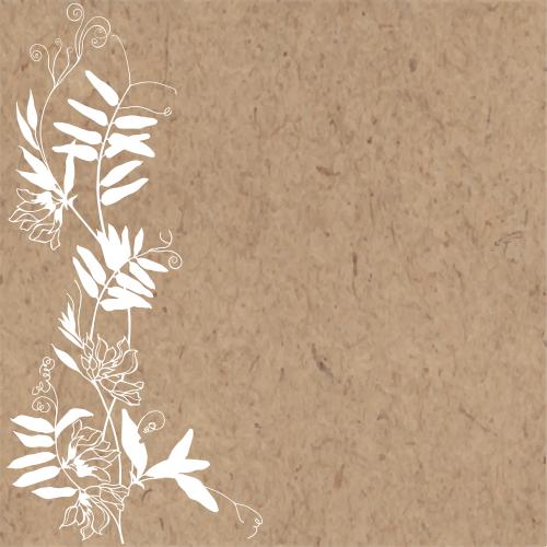 Illustration field flowers, white silhouettes, place for text on craft