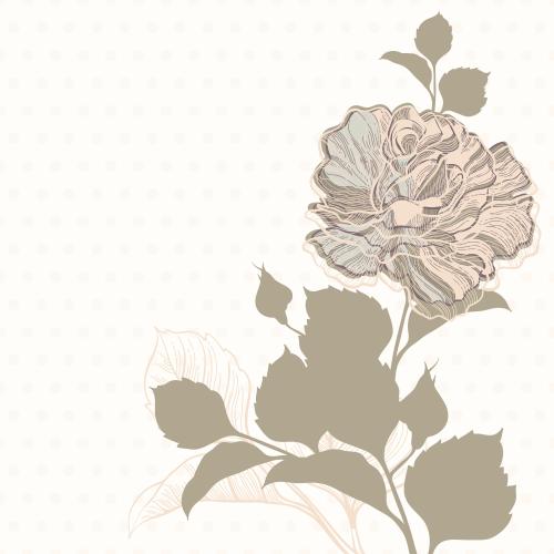 Rose. Vector rose with leaves and buds in pastel tones on light checkered