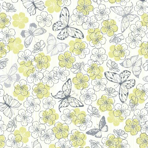 Insect. Vector Pattern butterflies and flowers on a light striped