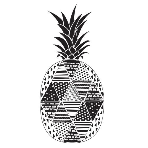 Pineapple. Vector stylized pineapple black silhouette on white