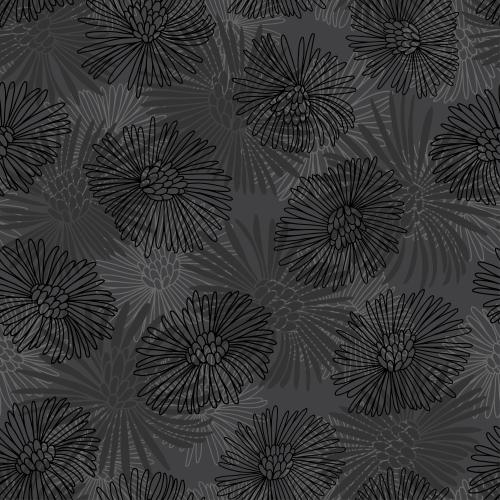 Coltsfoot. Vector flowers mother-and-stepmother contours and silhouettes on dark gray