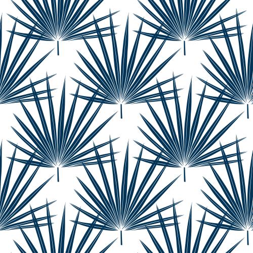 Illustration palm leaves, blue silhouettes on white