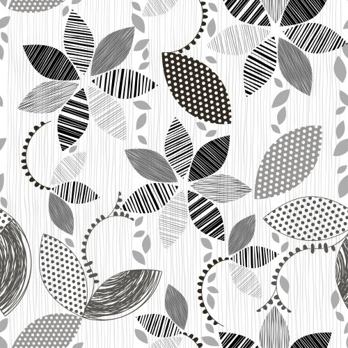 Vector image abstract flowers with striped petals checkered leaves on striped white