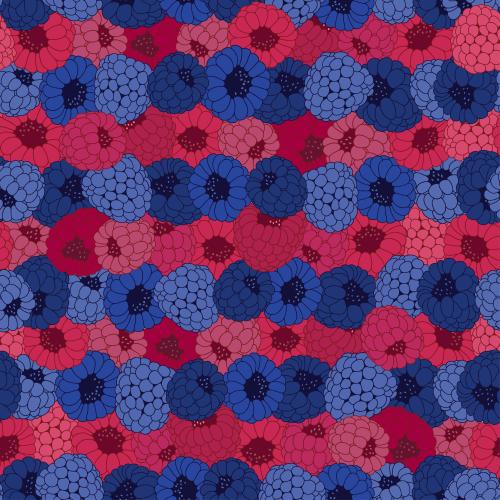 Berry. Vector Pattern raspberry and blackberry