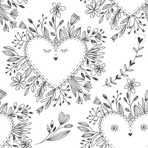 Illustration cartoon hearts on white