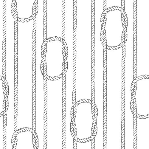 Rope. Vector vertical ropes with nautical knots on white
