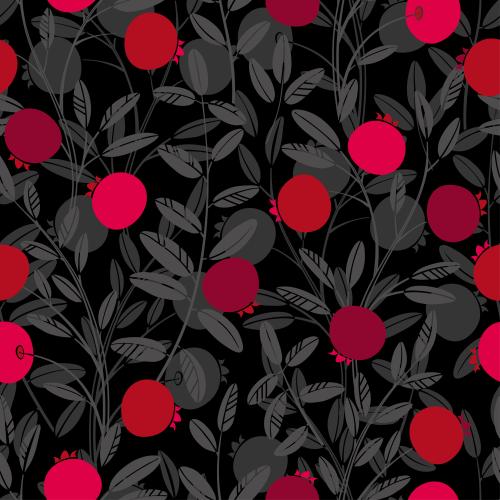 Cranberry. Vector cranberry branches with berries on black