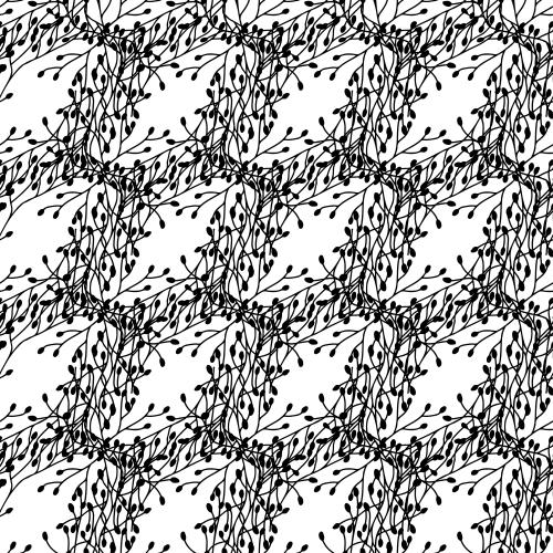 Illustration geometric with abstract plants black silhouettes on white