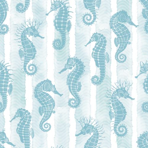 Vector image sea horses silhouettes on watercolor waves