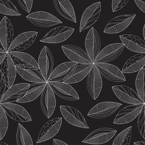 Vector image decorative lace flowers on black