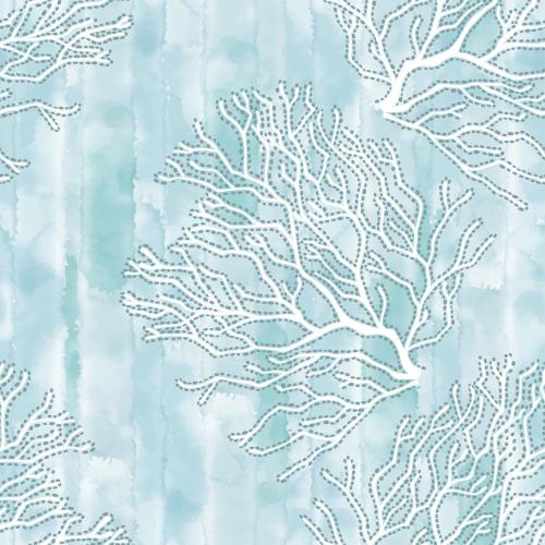 Vector image corals on blue watercolor