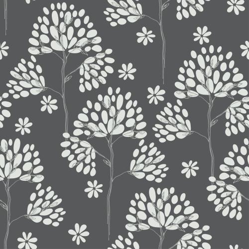 Tree. Vector stylized trees flowers on dark gray