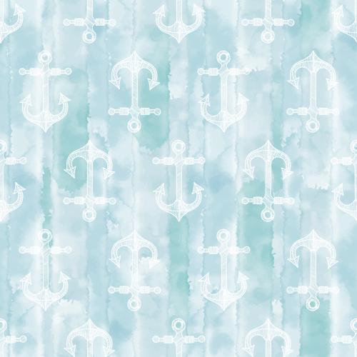 Anchor. Vector anchors on blue watercolor
